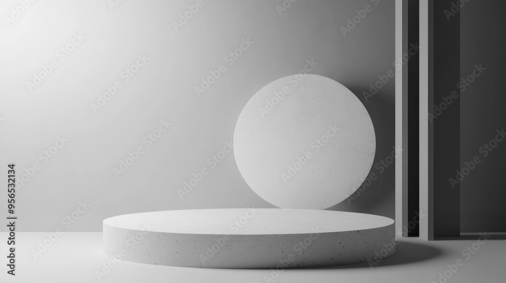 Abstract 3D rendering of a podium for showcasing products featuring a minimal geometric background Abstract 3D rendering of a podium for showcasing products featuring a minimal geometric background