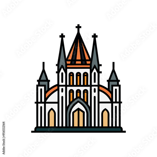 gothic architecture colorful and black icon template