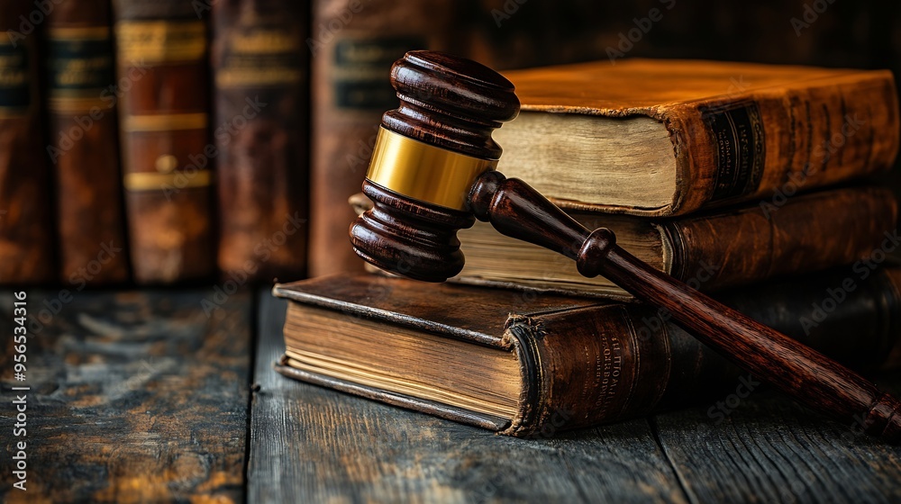 Gavel law and books on wooden table space or mockup for judge justice or lawyer in courtroom Background hammer and research knowledge for legal study constitution and truth litigation : Generative AI Gavel law and books on wooden table space or mockup for judge justice or lawyer in courtroom Background hammer and research knowledge for legal study constitution and truth litigation : Generative AI