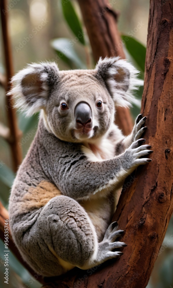 Naklejka premium koala on a tree in its natural habitat