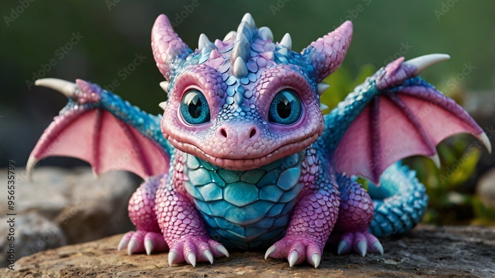 Cute Baby Dragon with Blue Eyes. Cute Baby Dragon with Blue Eyes.