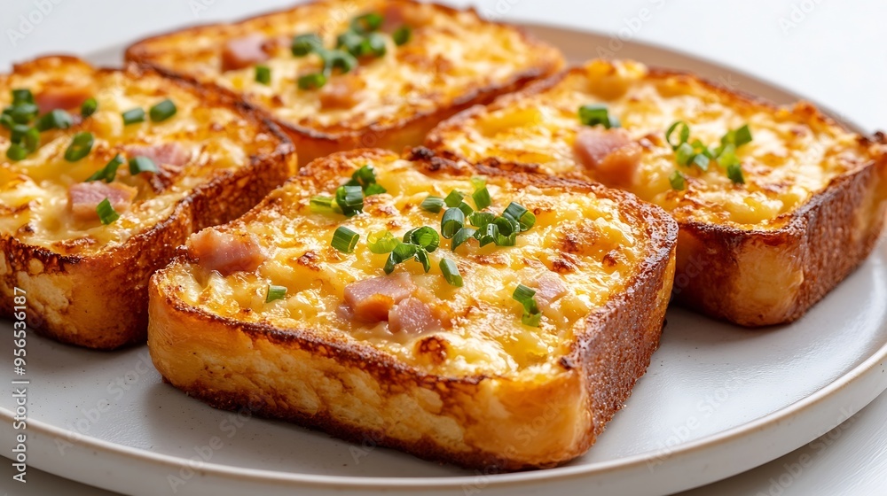 Corn toast with ham and Oaxaca cheese on white background Traditional mexican food : Generative AI Corn toast with ham and Oaxaca cheese on white background Traditional mexican food : Generative AI