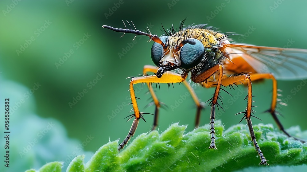 A robber fly hunting and eating an insect Wild nature in the garden Asilidae Asilus crabroniformis : Generative AI A robber fly hunting and eating an insect Wild nature in the garden Asilidae Asilus crabroniformis : Generative AI