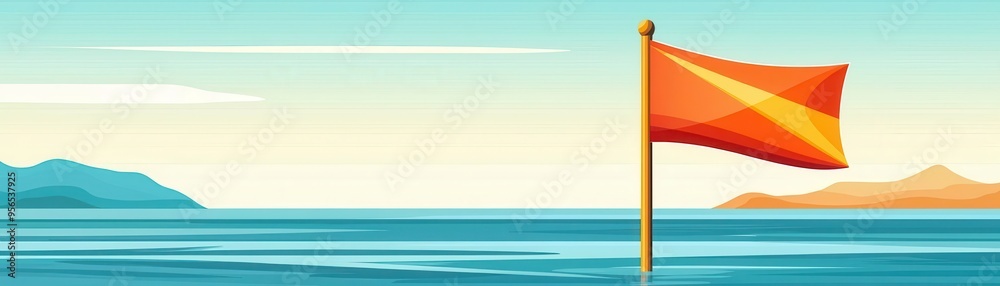 Signal flag, flat design, front view, maritime history theme, water color, Complementary Color Scheme Signal flag, flat design, front view, maritime history theme, water color, Complementary Color Scheme