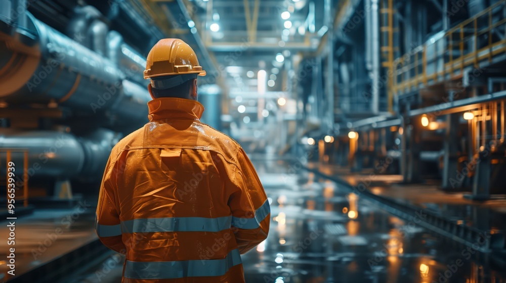 Industrial engineer supervises the manufacturing process in a metal fabrication plant Industrial engineer supervises the manufacturing process in a metal fabrication plant