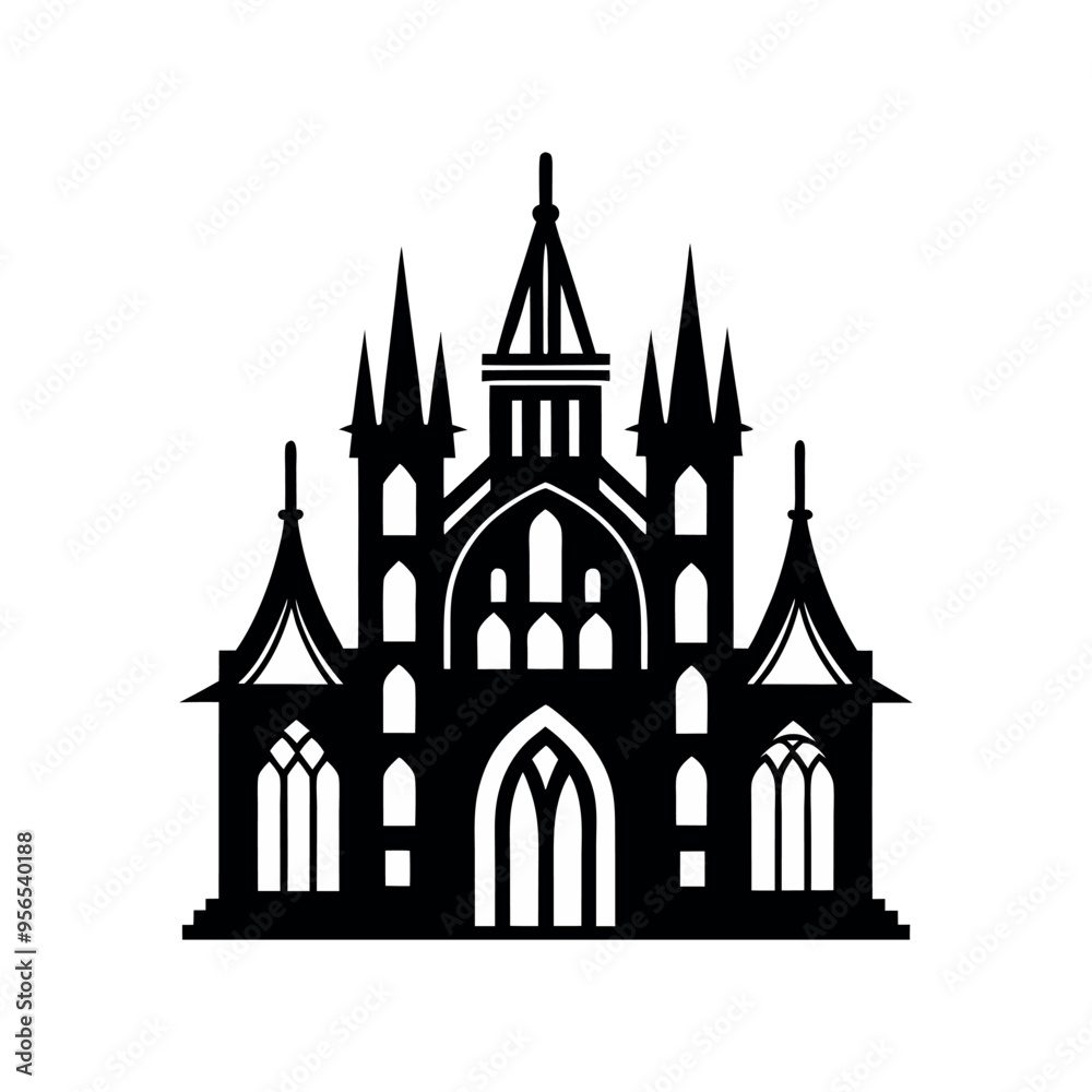 gothic architecture colorful and black icon template gothic architecture colorful and black icon template