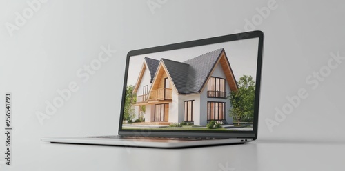 Laptop Displaying House Design