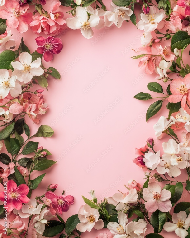Spring Flower Frame with Copy Space Flat Lay Mockup Spring Flower Frame with Copy Space Flat Lay Mockup
