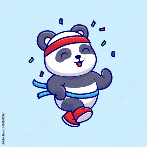 Cute Panda Running Marathon Cartoon Vector Icon 
Illustration. Animal Sport Icon Concept Isolated Premium
Vector. Flat Cartoon Style