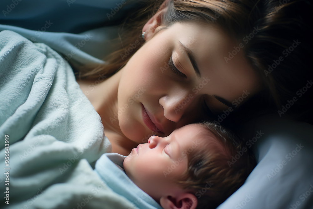 AI generated image of happy mom with newborn child AI generated image of happy mom with newborn child