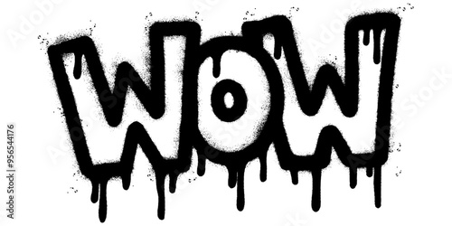 Spray Painted Graffiti wow Word Sprayed isolated with a white background.