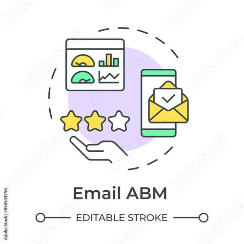 Email abm multi color concept icon. Marketing organization, efficiency. Rating service. Round shape line illustration. Abstract idea. Graphic design. Easy to use in infographic, presentation photo