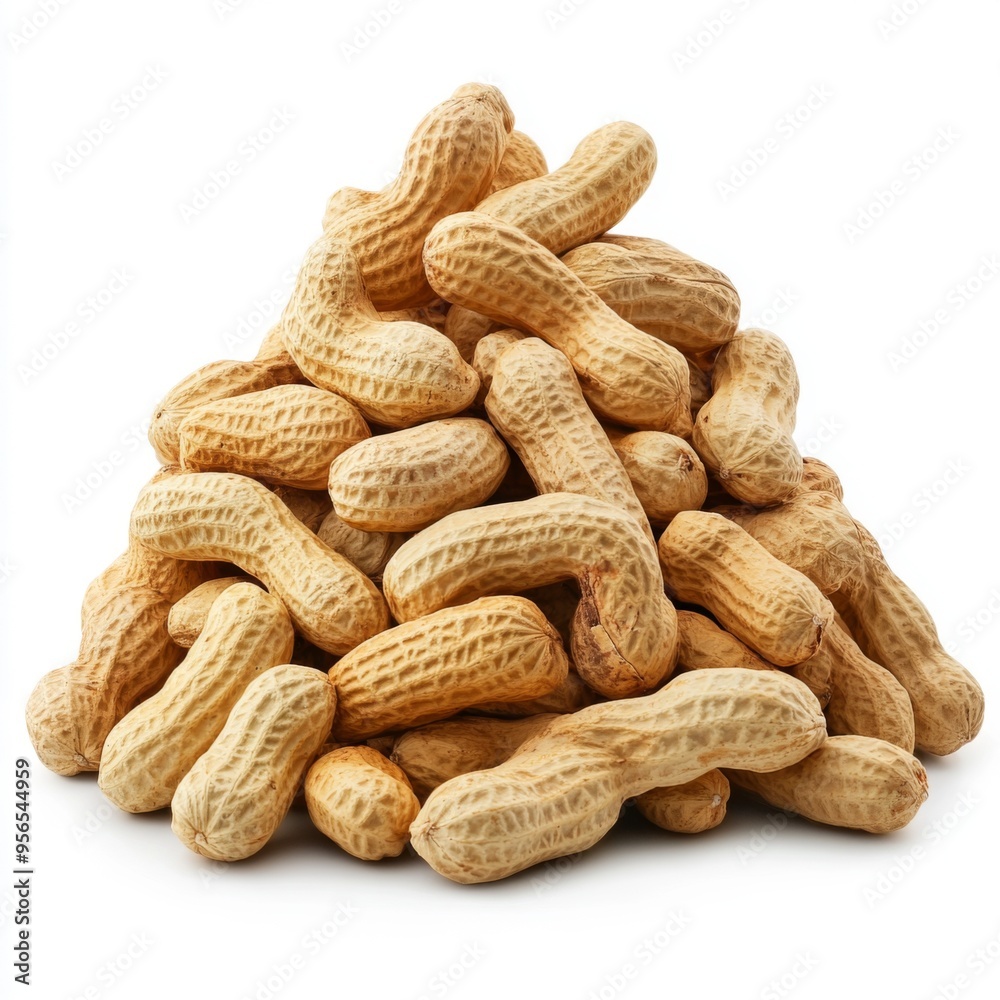 A pile of unshelled peanuts isolated on a white background. A pile of unshelled peanuts isolated on a white background.