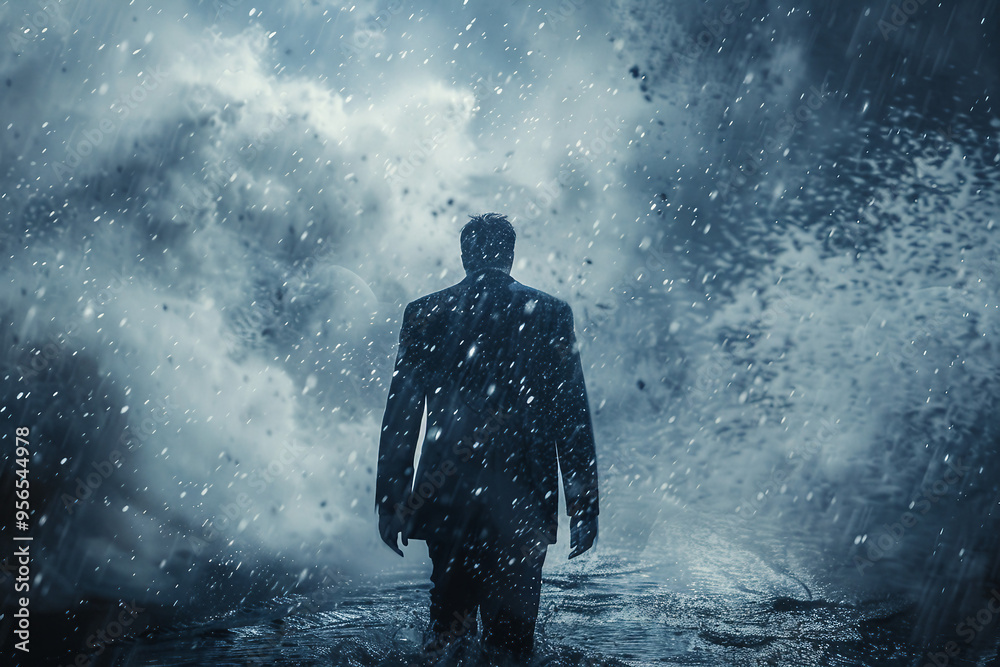 Nature disaster concept, Generative AI illustration of huge storm flood ecological water crisis Nature disaster concept, Generative AI illustration of huge storm flood ecological water crisis