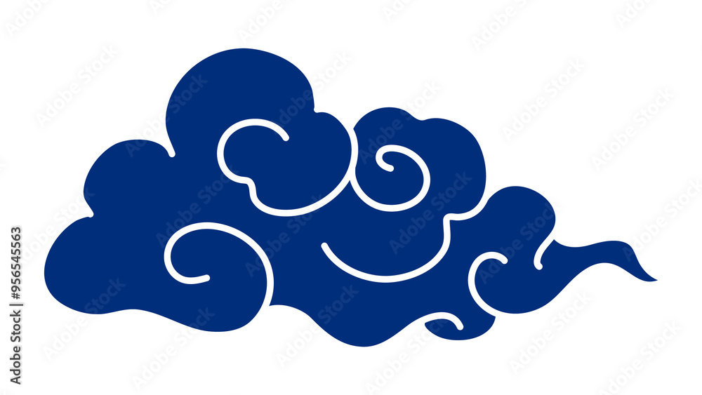 Cloud png sticker, Chinese oriental blue clipart Cloud png sticker, Chinese oriental blue clipart