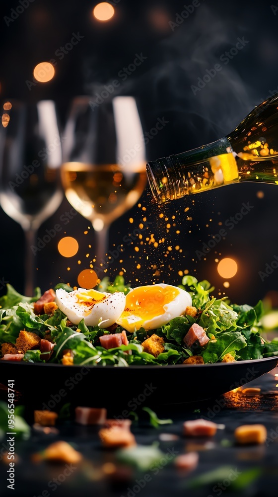 A delicate plate of Salade Lyonnaise A delicate plate of Salade Lyonnaise