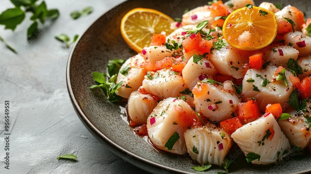 Peruvian ceviche with fresh fish and citrus Peruvian ceviche with fresh fish and citrus