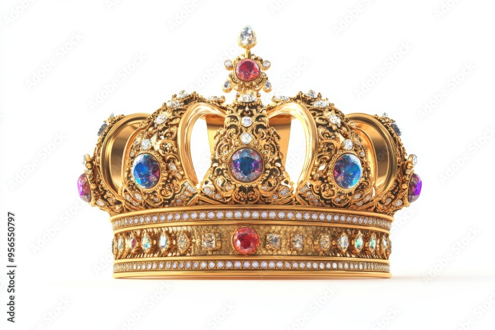 a stunning and ornate torah crown with golden filigree and precious gems illustration