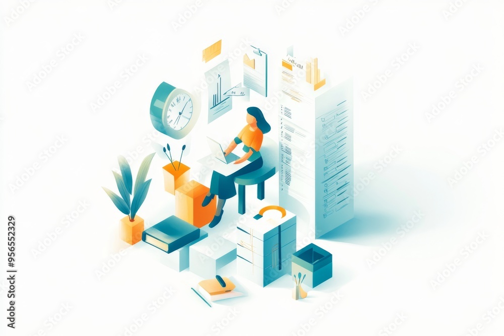 a stylized representation of a person's daily routine, with a clock and a checklist, surrounded by a subtle glow illustration a stylized representation of a person's daily routine, with a clock and a checklist, surrounded by a subtle glow illustration