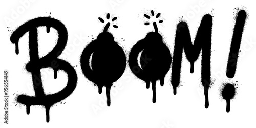 Spray Painted Graffiti Boom Word Sprayed isolated with a white background. Sprayed graffiti font boom.