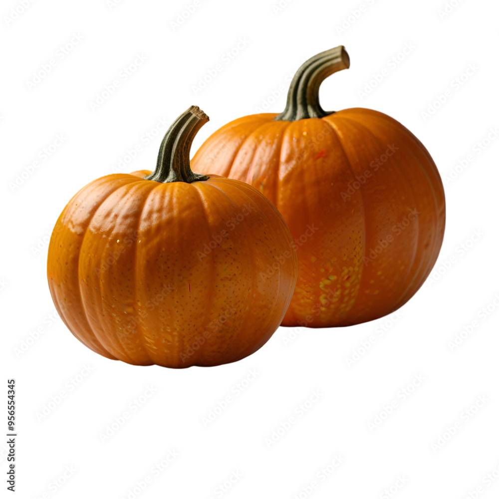 Two pumpkin isolated on a transparent background. Ai generative
