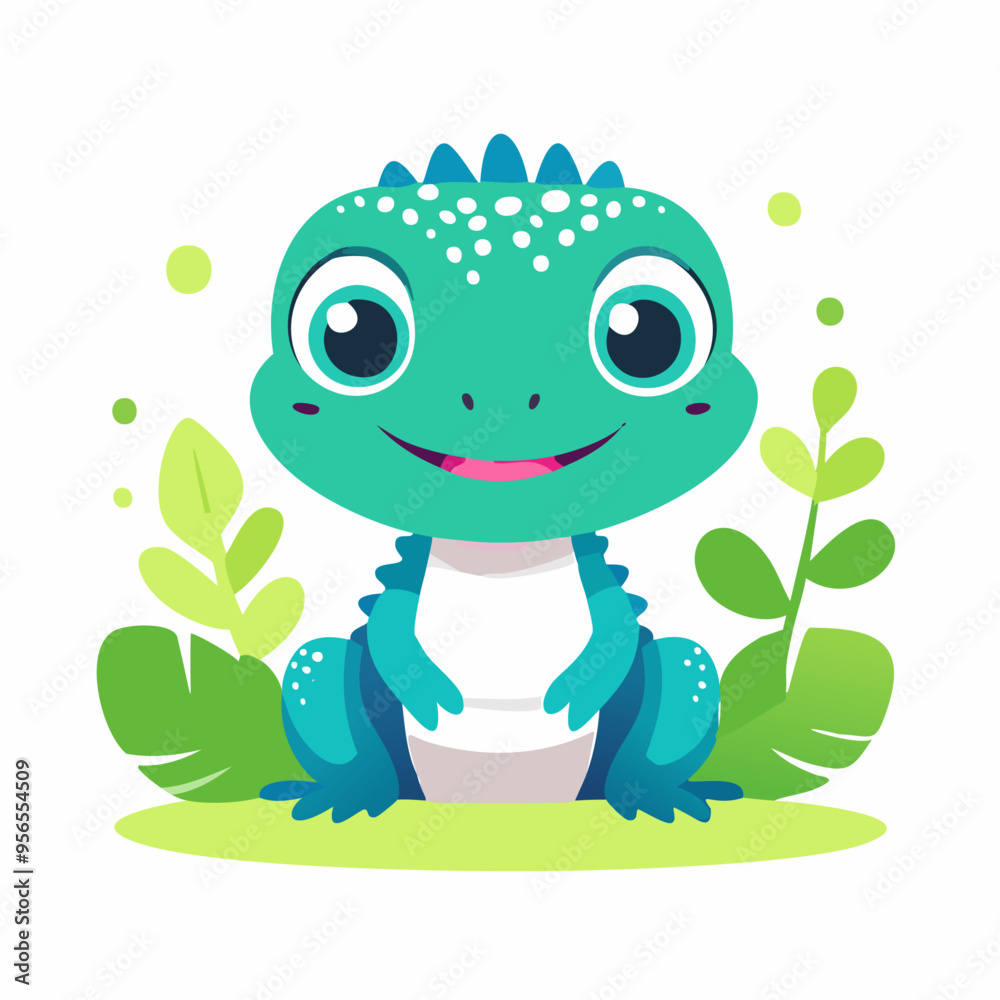 Fototapeta premium Lizard Cute Small Cartoon Baby Animal Character 