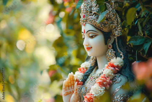 A Serene Vision: Parvati, the Mother Goddess, Embodied in Exquisite Detail, a Symbol of Grace and Divine Power. photo