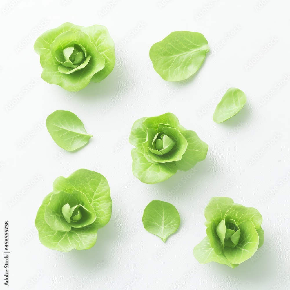 Obraz premium Adorable 3D Lettuce Illustration: Pastel Green, Minimalist Design
