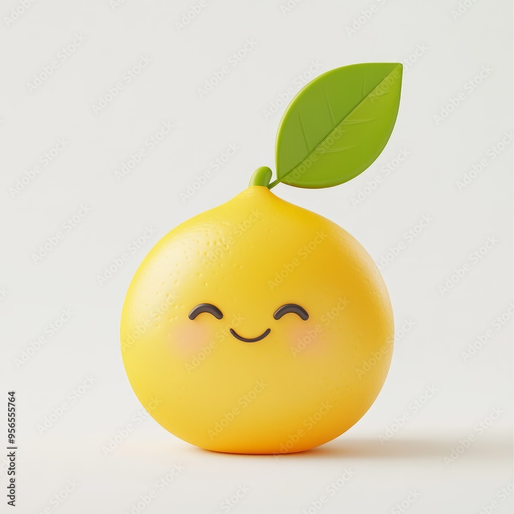 Cute 3D Lemon Illustration: Pastel Yellow & White Minimalist Design Cute 3D Lemon Illustration: Pastel Yellow & White Minimalist Design