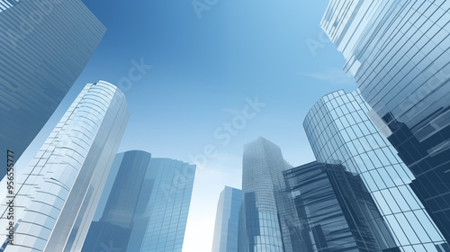 Curved Glass Skyscrapers In A Modern Urban Cityscape