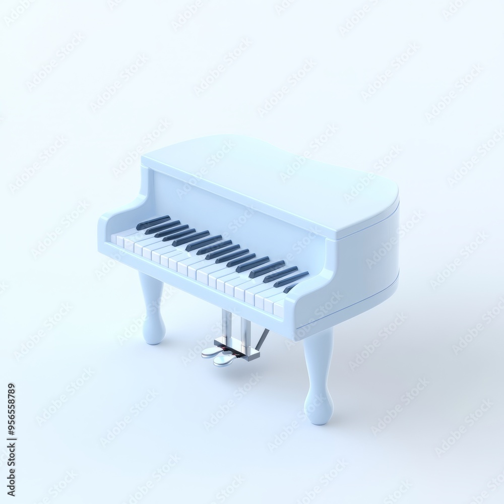 Cute Pastel White Piano 3D Model: Minimalist Design for Soft, Round Shapes Cute Pastel White Piano 3D Model: Minimalist Design for Soft, Round Shapes