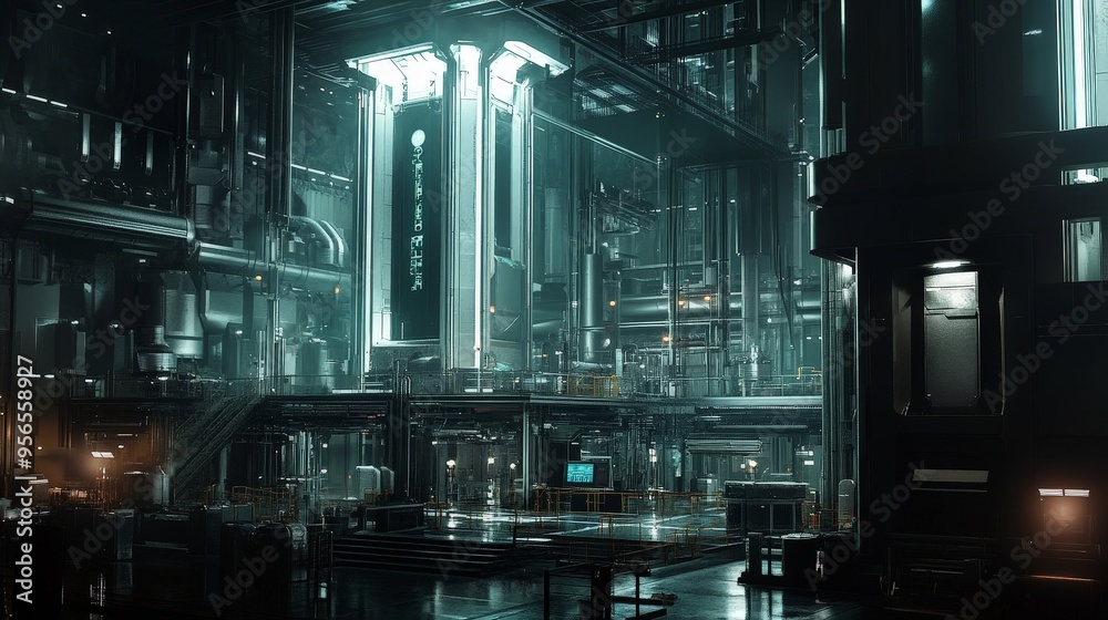 factory powered by AI, where machines learn and adapt to optimize production. factory powered by AI, where machines learn and adapt to optimize production.