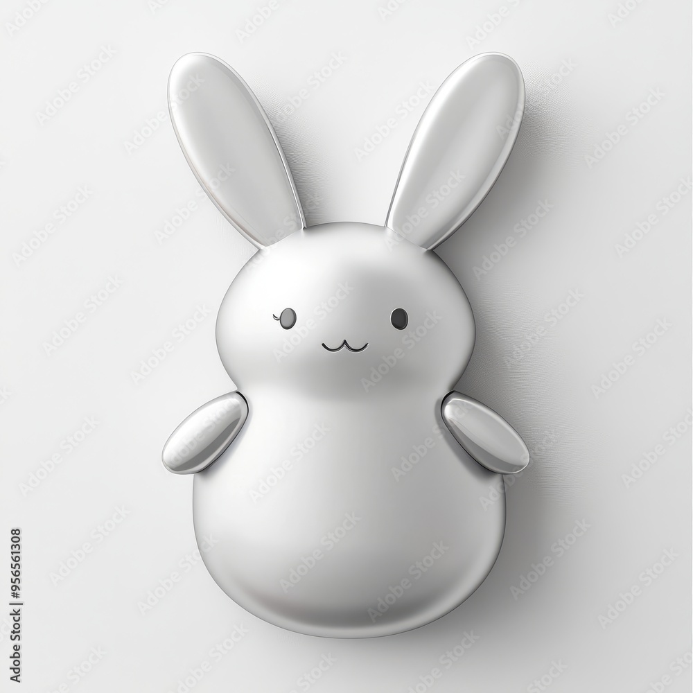 Obraz premium Cute Silver Repinique Set: Minimalistic Pastel 3D Design