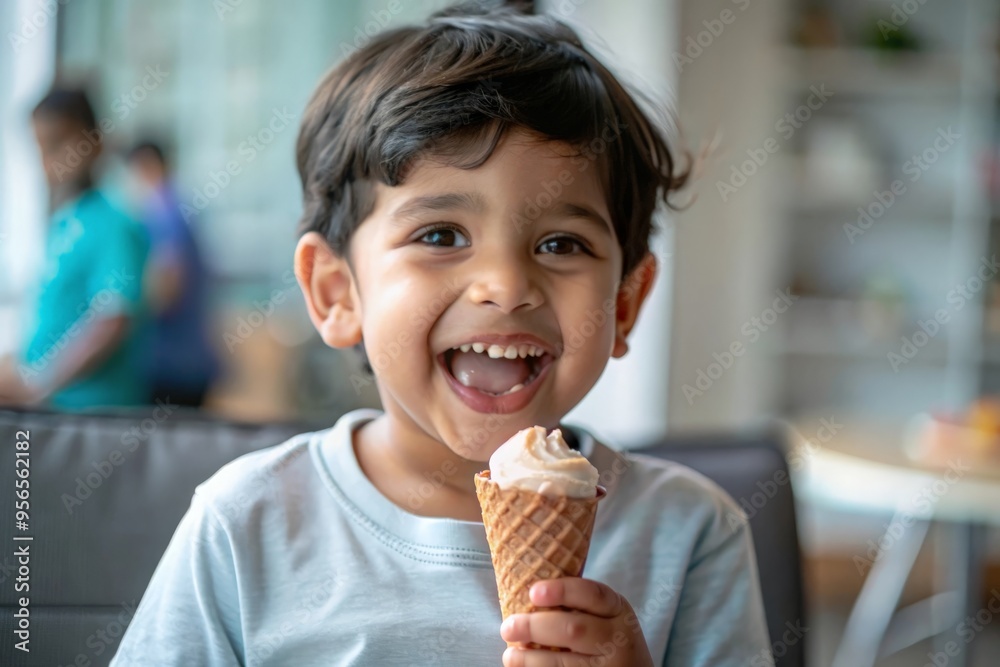 Indian Child Enjoying Ice Cream Cone - An Indian child delighting in an ice cream cone, enjoying a treat.
Indian Child Enjoying Ice Cream Cone - An Indian child delighting in an ice cream cone, enjoying a treat.