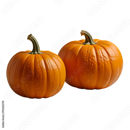 Two pumpkin isolated on a transparent background. Ai generative