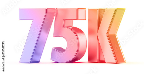 75k Followers Gradient Number 3D Render photo