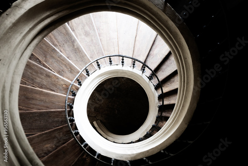 High angle view of a spiral staircase