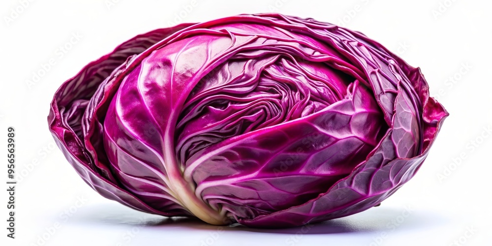 Vibrant red cabbage on a clean white background, red cabbage, vegetable, healthy, food, cooking, ingredient, fresh, vibrant Vibrant red cabbage on a clean white background, red cabbage, vegetable, healthy, food, cooking, ingredient, fresh, vibrant