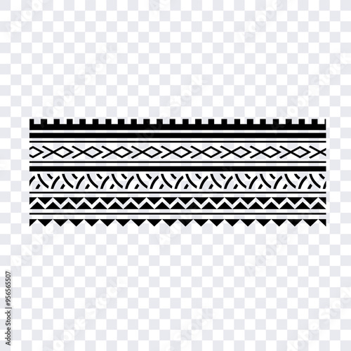 Polynesian tattoo tribal band design. Samoan tattoo tribal ornament border.
 Decorative seamless pattern.