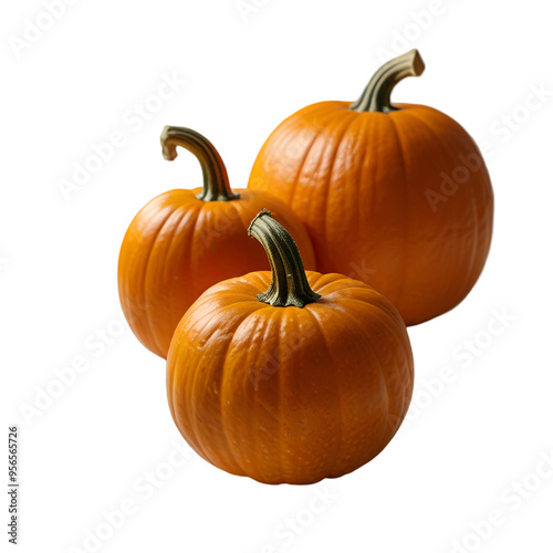 Two pumpkin isolated on a transparent background. Ai generative