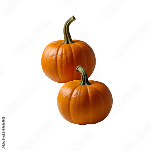 Two pumpkin isolated on a transparent background. Ai generative