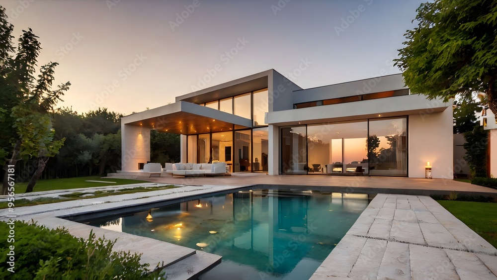 Fototapeta premium Beautiful villa with modern swimming pool