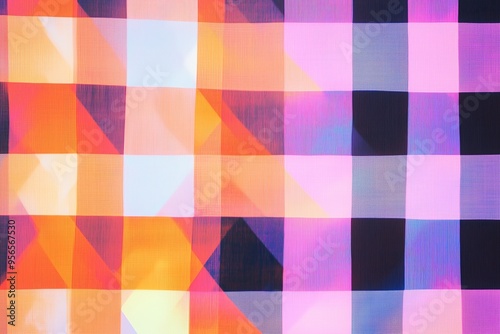 gingham pattern in vivid orange black and purple gradient for Halloween