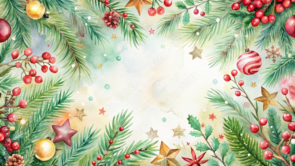 Watercolor Christmas card background frame with festive elements , watercolor, Christmas, card, background, frame Watercolor Christmas card background frame with festive elements , watercolor, Christmas, card, background, frame