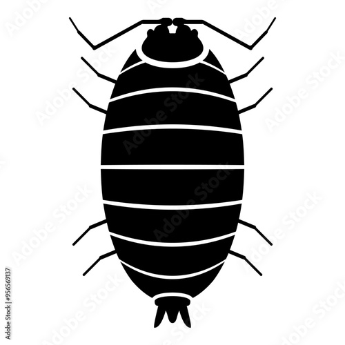 Roly poly woodlouse porcellio scaber woodruff icon black color vector illustration image flat style