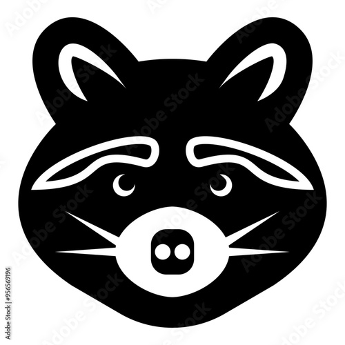 Raccoon head icon black color vector illustration image flat style
