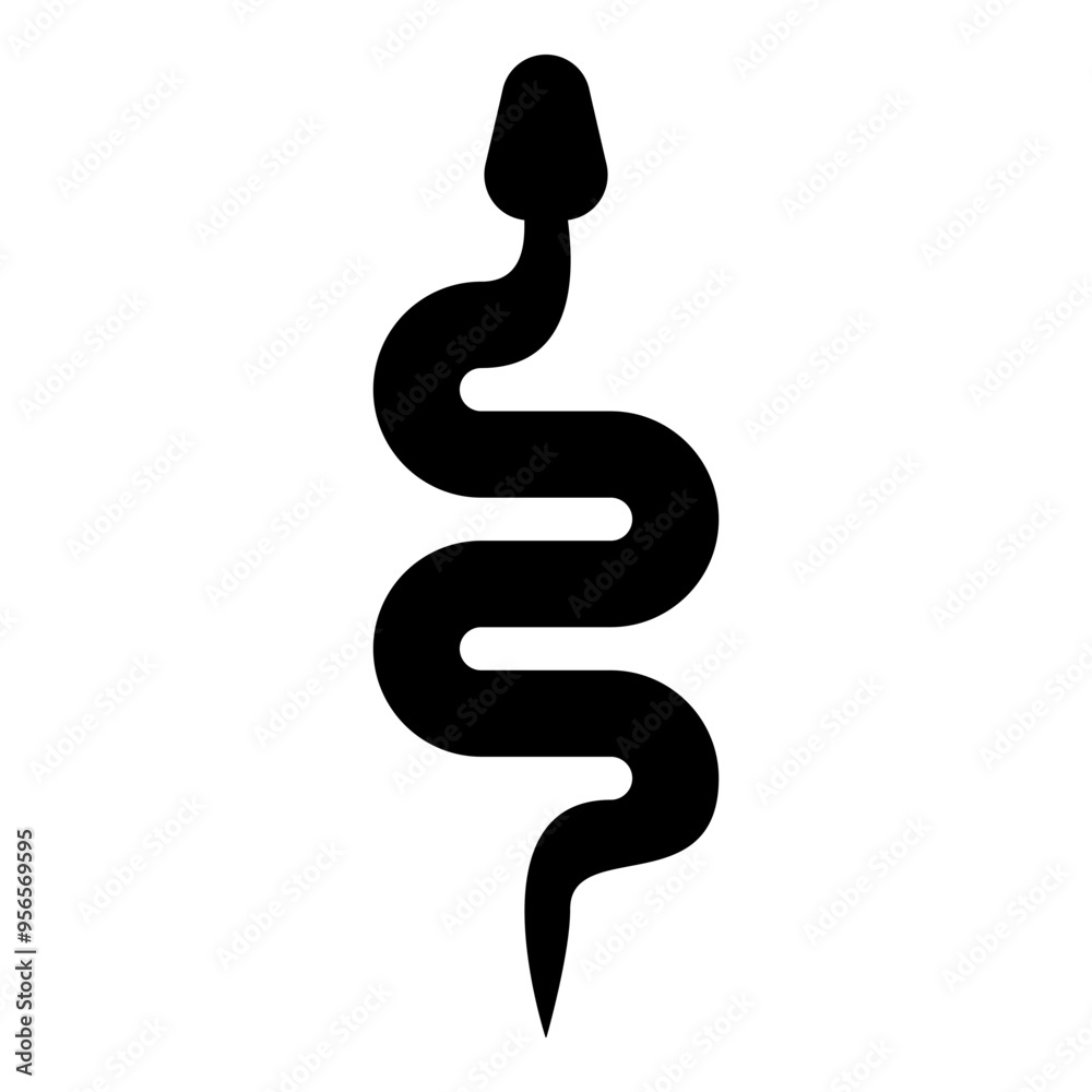 Naklejka premium Snake silhouette icon black color vector illustration image flat style