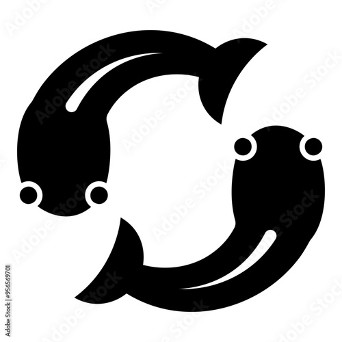 Fish goby two moves in circle icon black color vector illustration image flat style