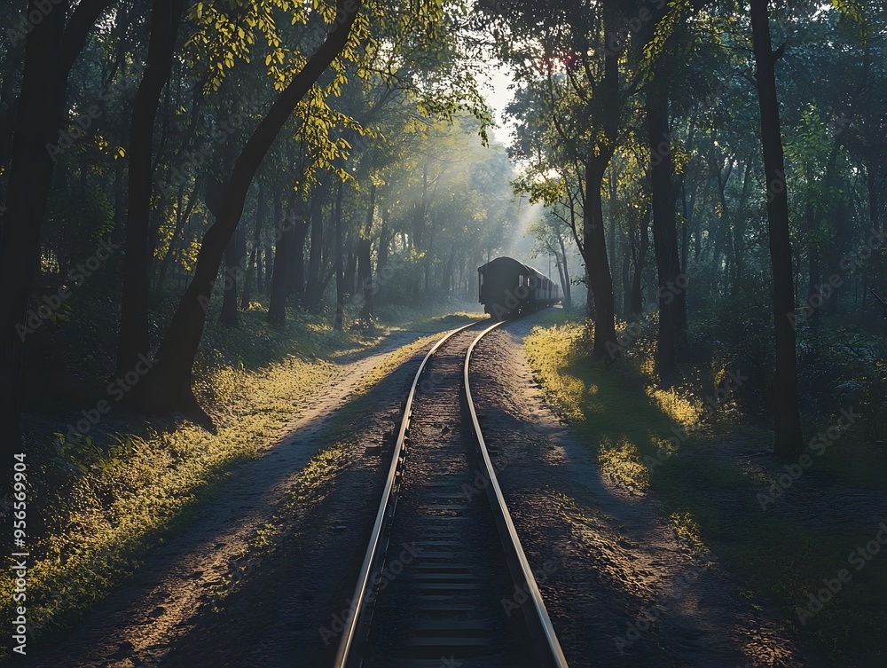 Train Disappearing Into The Forest Train Disappearing Into The Forest
