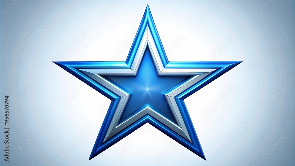 Obraz premium Blue star with center star design, blue, star, design, abstract, celestial, sky, space, pattern, shape, bright, shiny